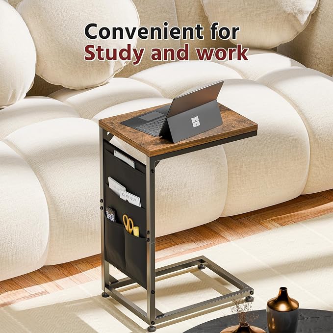 Simple Trending C Shaped End Table, Side Table TV Trays Set of 2 - Image 8