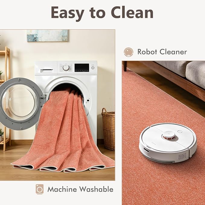 3x5 Orange/White Area Rug Washable Non-Slip Soft Thin - Image 7
