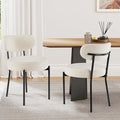 Sweetcrispy Dining Chairs Set of 2, Boucle Upholstered Modern Mid Century Round by Sweetcrispy