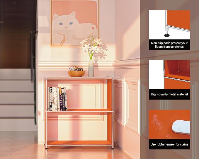 32-Inch 2-Tier Metal Bookcase, Open Shelf Storage Organizer - Image 4