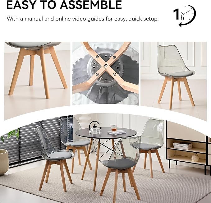 5-Piece Round Dining Table Set, Small Kitchen Table Chairs Set of 4 Space - Image 7