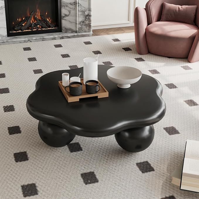 35" Cloud Coffee Table with 3 Ball Legs, Modern Minimalist Petal Center Table - Image 4