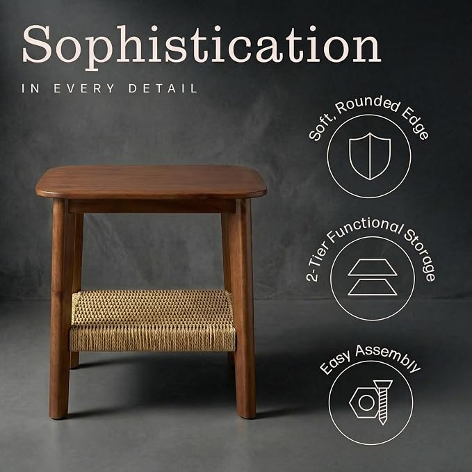 Alaterre Furniture Calais 2-Tier Solid Wood End Table - Image 7