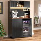 GDLF 72" Tall Bar Cabinet with Fridge Space, Fluted Coffee Liquor Hutch Cabinet by GDLFGoodLife