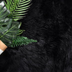 Latepis Black Round Area Rug 8ft Large Circle Fuzzy Shag Rug Washable Sheepskin - Image 5