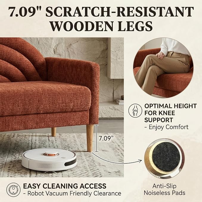 63" Small Loveseat Sofa for Small Spaces, Mid Century Modern Sofa, Linen - Image 7