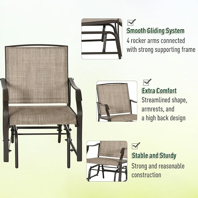 Outsunny 3 Piece Outdoor Glider Chair - Image 4