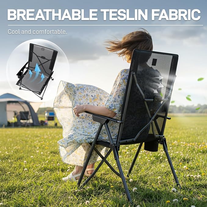 EVER ADVANCED Teslin Reclining Camping Chairs - Image 8