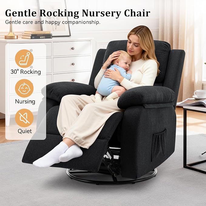 Korser Recliner Chair, 360 Swivel Rocker Chair - Image 6