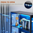 Display Cabinet with Glass Doors, Curio Cabinet with 3 LED Lights and Human - Image 4