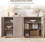SICOTAS Buffet Cabinet with Storage Accent Sideboard with 8 Doors 132.6" Fluted - Image 6