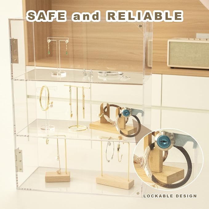 Acrylic Display Case with Lock Key, 3 Shelf Locking Countertop Display Case - Image 3
