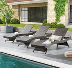 79'' Long Reclining Chaise Lounge Set, Outdoor Wicker Reclining Lounge Chair - Image 9