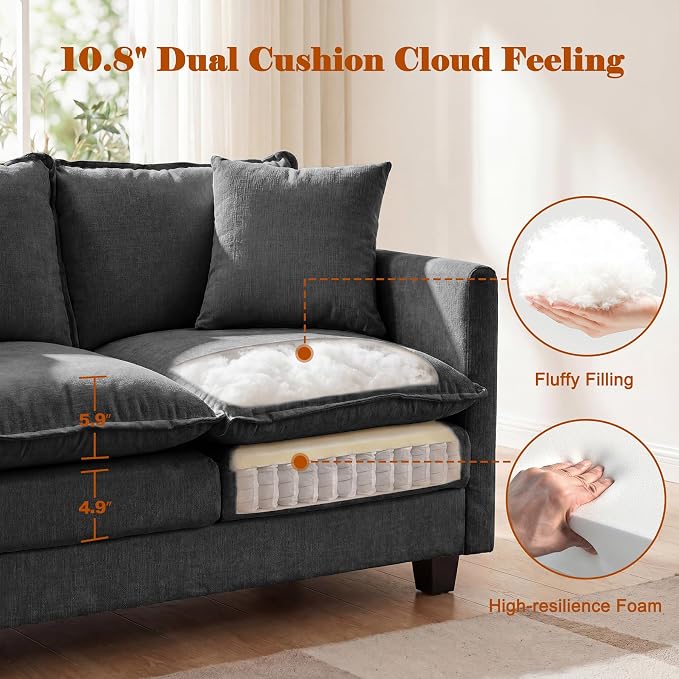 Loveseat Sofa Cloud Sofa Couch 50'', Modern Loveseats 2 Seat Couch 27" Deep Seat - Image 4