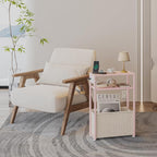 Leomonio Pink Side Table with Charging Station, Slim End Tables with Linen - Image 3
