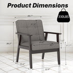 Modern Accent Chair with Arm Rest, Upholstered Linen Fabric Leisure Chair with - Image 2