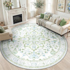 RELEANY Washable Area Rug, Round 8ft, Water Repellent, Pet Friendly, Vintage by RELEANY