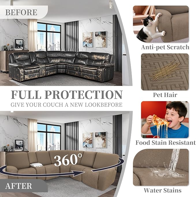 100% Waterproof Sectional Recliner Couch Covers - Image 6