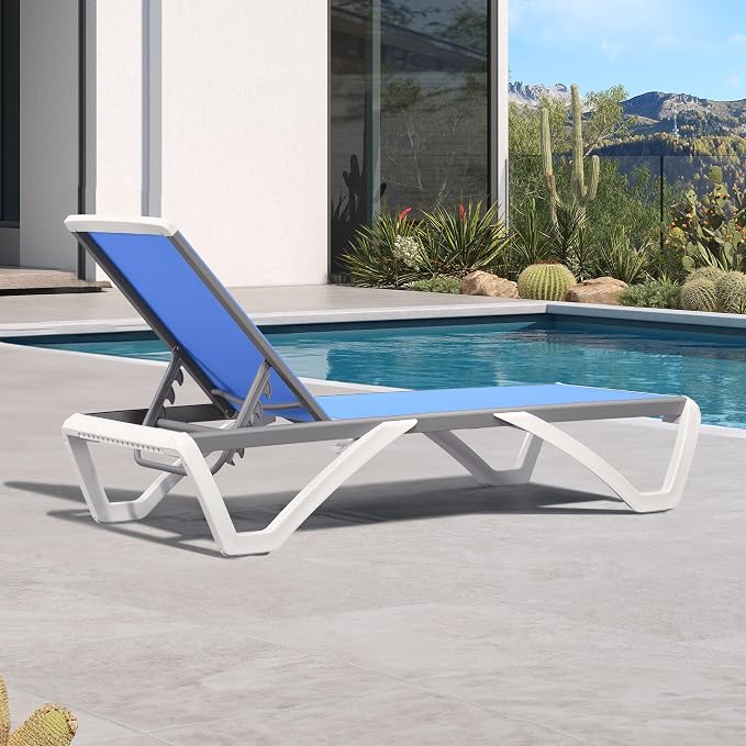 PURPLE LEAF Patio Chaise Lounge Chair Outside Aluminum Plastic Stackable - Image 3