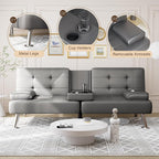 Shahoo Convertible Folding Futon Sofa Bed Sleeper Couch - Image 5