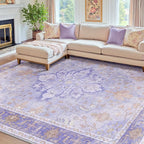 RELEANY Washable Area Rug, Water Repellent, Pet Friendly, Vintage Floral Boho by RELEANY