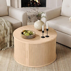LINSY HOME Round Coffee Table, 31.5" Drum Coffee Table - Image 4