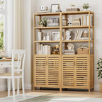 HIFIT 2 Set Tall Shelf Unit Bamboo Storage Cabinet - Image 5