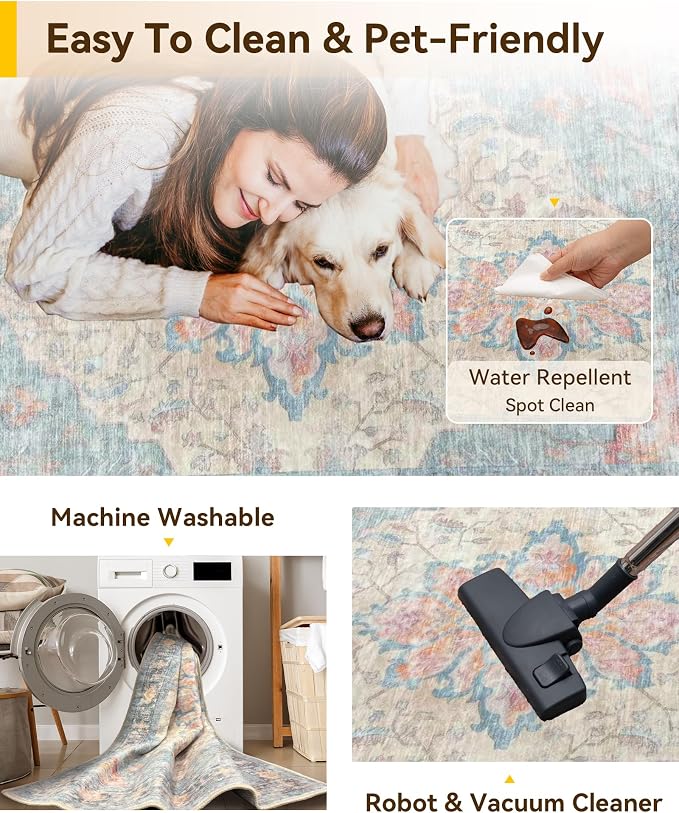 RELEANY Washable Area Rug, Small 2'6"x4', Water Repellent, Pet Friendly - Image 5