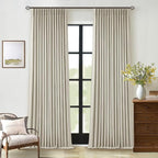 Oatmeal Pleated Linen 100% Blackout Curtains 90 Inches Long - Image 8