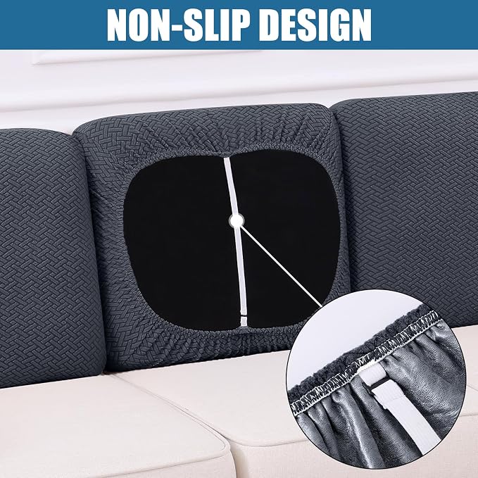 Smiry Waterproof Couch Cushion Covers, Stretch Jacquard Thick Sofa Cushion - Image 3