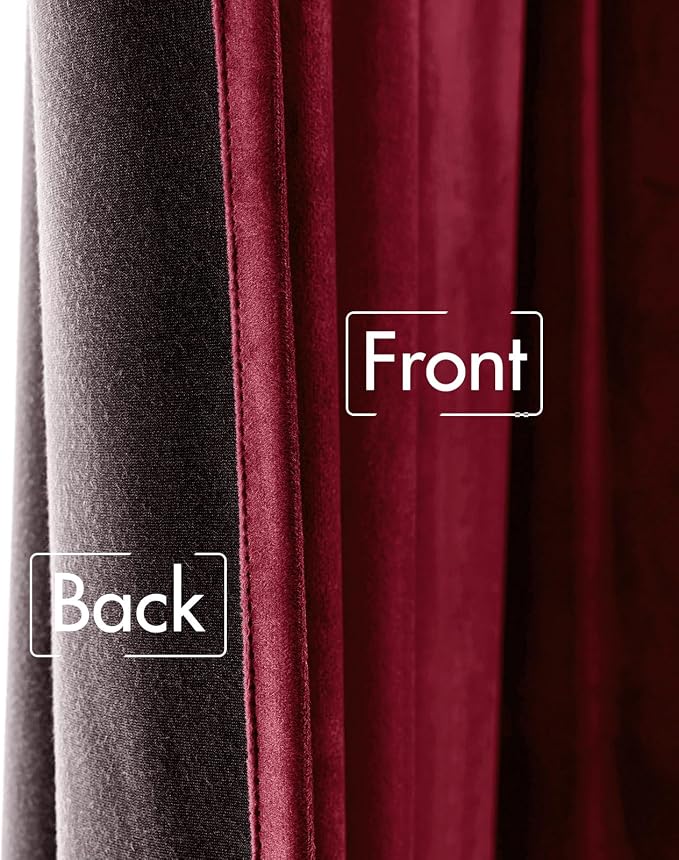 MIULEE Velvet Curtains 52x84 inches 2 Panels Burgundy Red Blackout Curtains | - Image 6