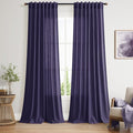Purple Linen Blend Light Filtering Back Tab Curtains 96 Inches Long, Semi Sheer by Nanspring