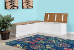 Linon Harris Natural and White Two Tone Backless Corner Breakfast Nook - Image 4