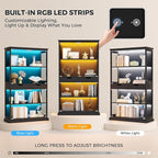 Jocoevol Display Cabinet with 4 Glass Doors, 4-Tier Modern Glass Display Case - Image 6