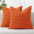 MIULEE Fall Corduroy Decorative Throw Pillow Covers 20x20 Orange Pack of 2 | by MIULEE