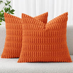 MIULEE Fall Corduroy Decorative Throw Pillow Covers 18x18 Orange Pack of 2 | by MIULEE