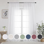 White Sheer Curtains 108" inches Length 2 Panels Set, Sheer Curtains Rod Pocket by OWENIE