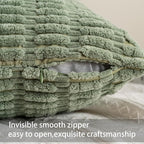 Pack of 2 Corduroy Decorative Throw Pillow Covers 18x18 Inch, Dark Green | Fall - Image 2