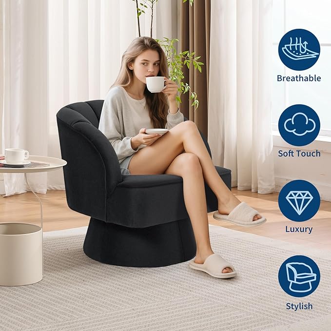 Garvee Ultra-Plush Swivel Accent Chair, 360° Barrel Lounge Chair - Image 4