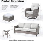 ovios 6 Pieces Patio Furniture Set, Outdoor Wicker Sofa Couch - Image 9