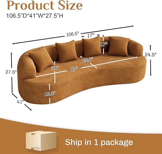 Oversized Sectional Sofa for Living Room, Modern Luxury Plush Chenille 4-Seater - Image 2