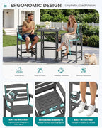 SERWALL 5 Pieces Outdoor Patio Bar Set, Tall Adirondack Bar Chair and Table Set - Image 5
