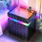 Night Stand with Charging Station and Smart RGB Lights, LED Nightstand with - Image 3
