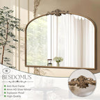 Besdomus Vintage Arched Gold Mirror: 40"x29" French Large Matt Gold Antique - Image 7