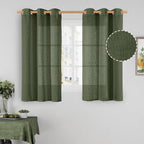 Semi Sheer Linen Curtains 48 Inch Length, Light Filtering Panels Bronze Grommet by LAMIT