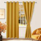 Blackout Curtains for Bedroom, 52 x 84 Inch Mustard Yellow 2 Panels | Thermal - Image 8