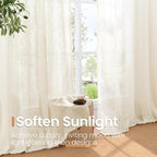 BGment 96 Inches Long Ivory Linen Curtains - Image 5
