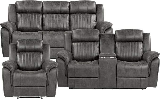 Lexicon Recliner Living Room Set, Home Theater Seating, Manual Polished - Image 3
