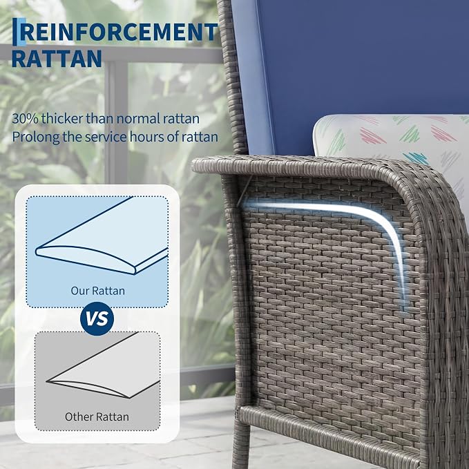 Garvee 2 Pieces Patio Furniture Set, Outdoor Wicker Chairs of 2, All Weather - Image 3