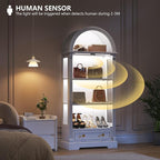Arched Display Cabinet with Glass Doors, 4-Tier Display Case - Image 5